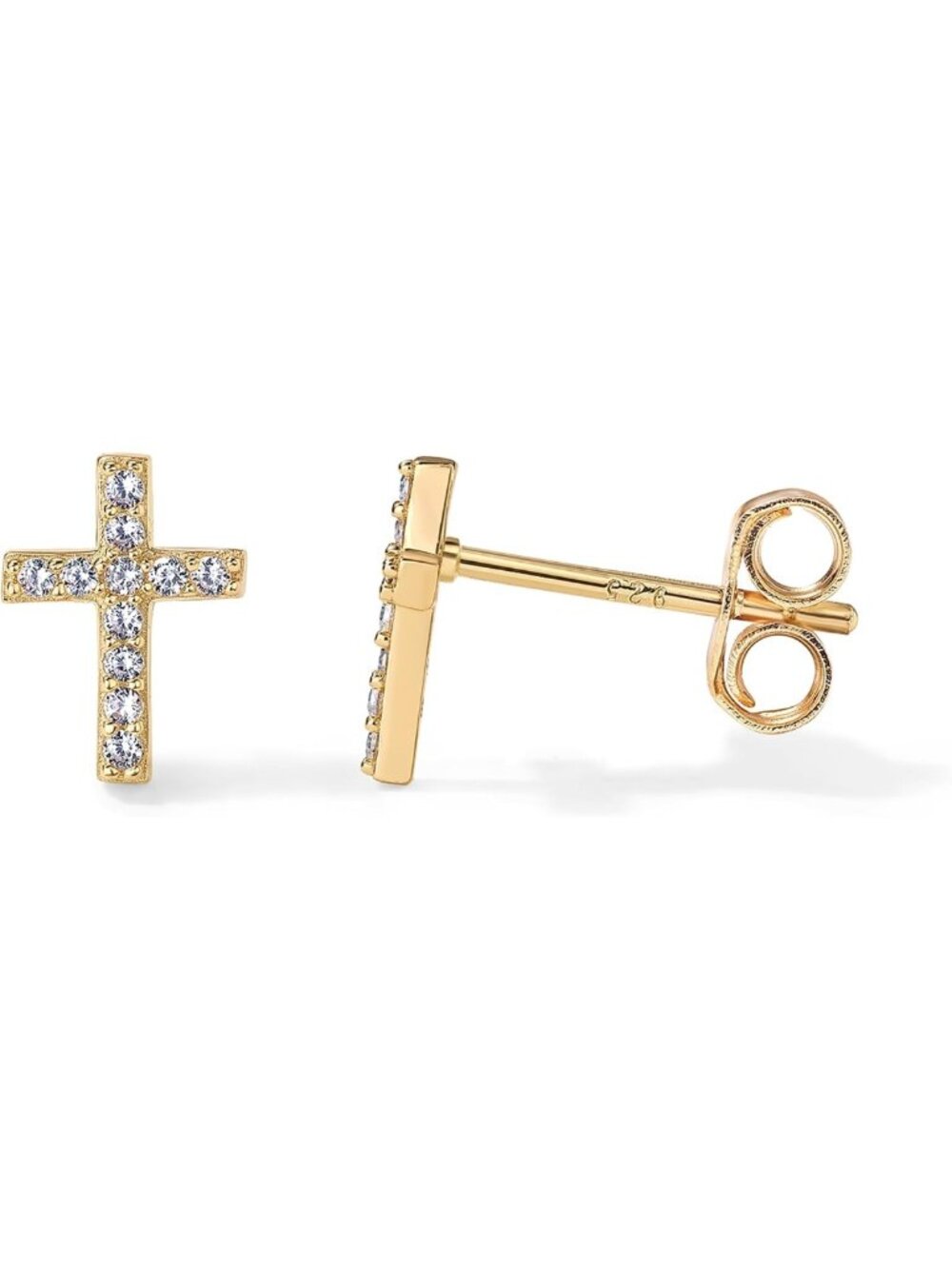 14K Gold Plated Sterling Silver Cross Earrings for Women | Faith Cubic Zirconia